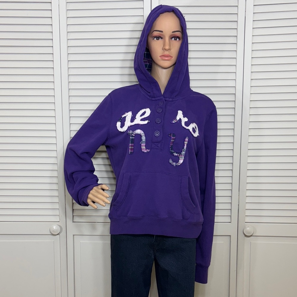 Aeropostale Women's Y2K Inspired Purple Hoodie with Logo XL